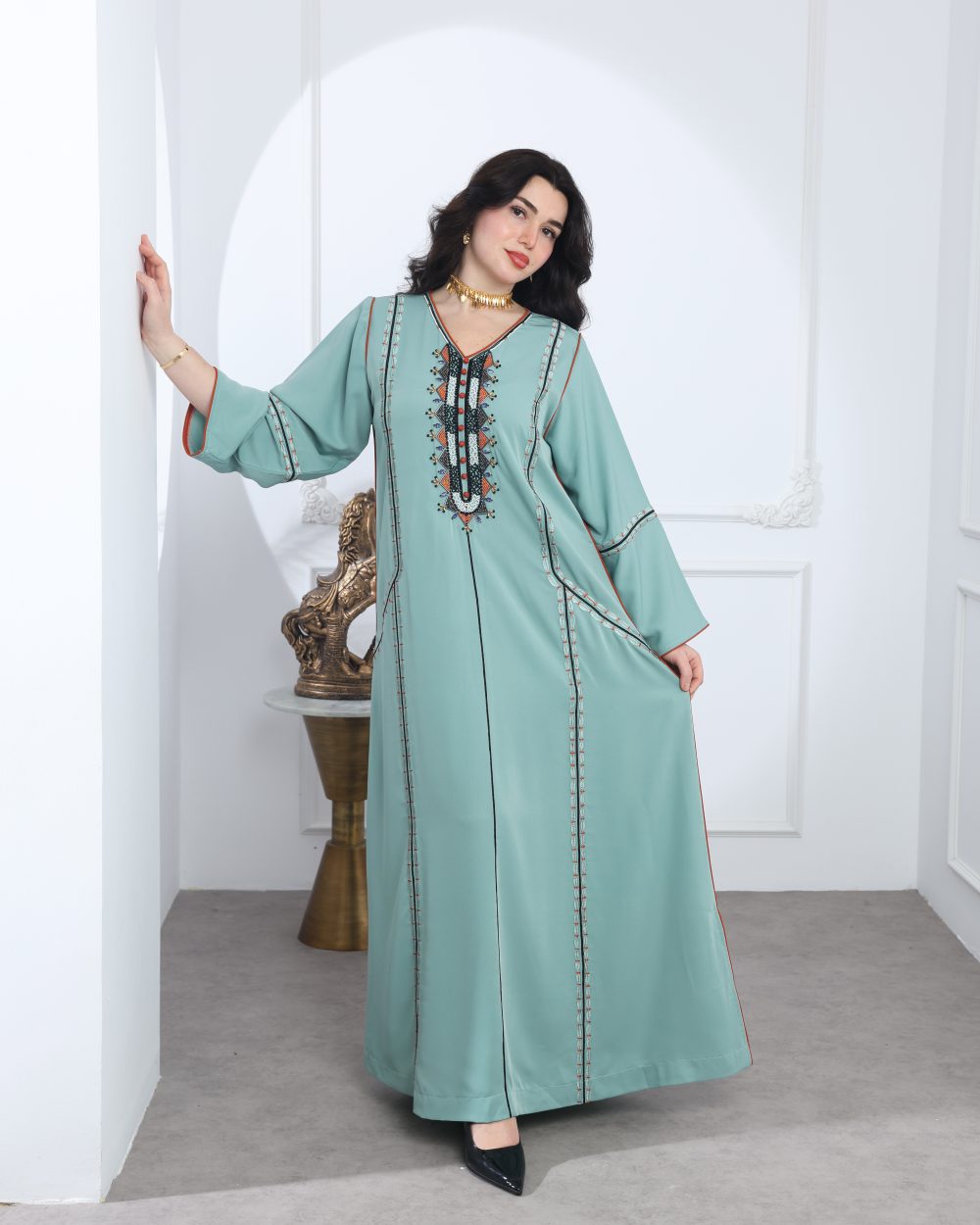 جلابيه كويتية تطريز ناعم